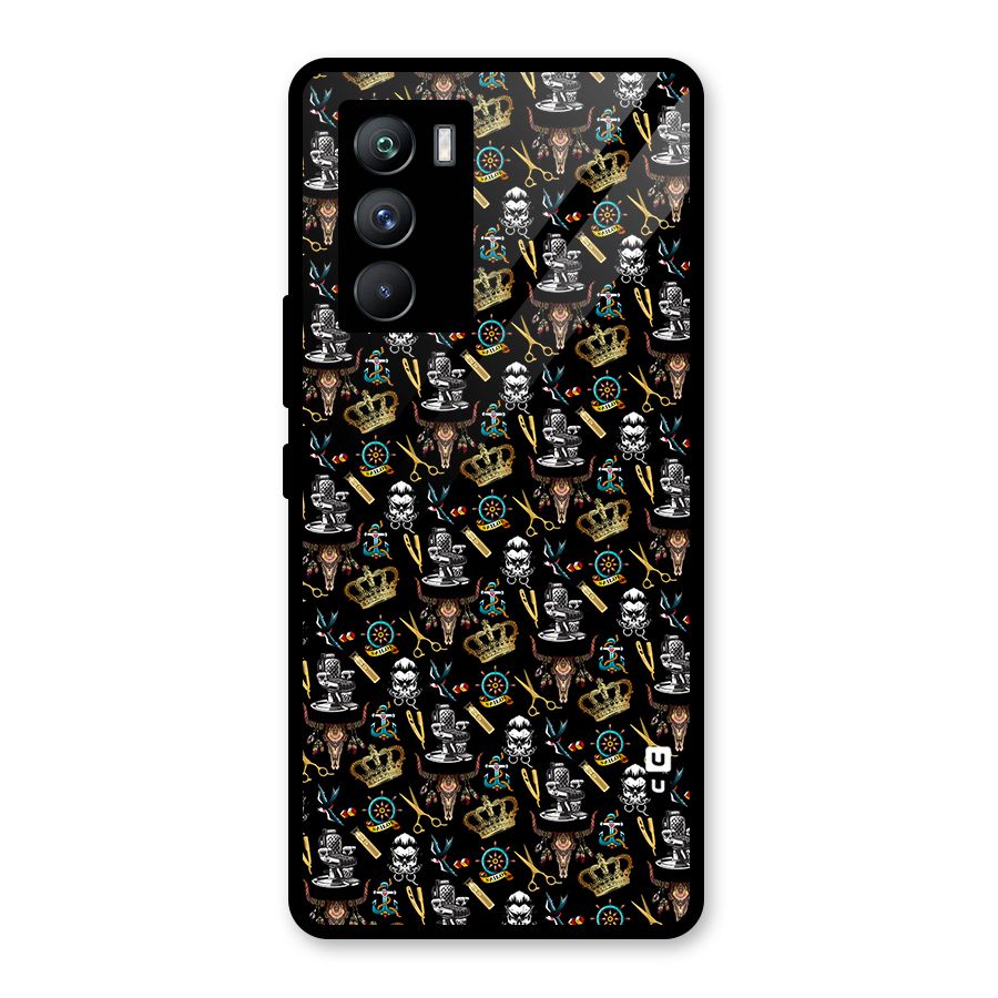 Cool Barber Pattern Glass Back Case for Vivo iQOO 9 SE