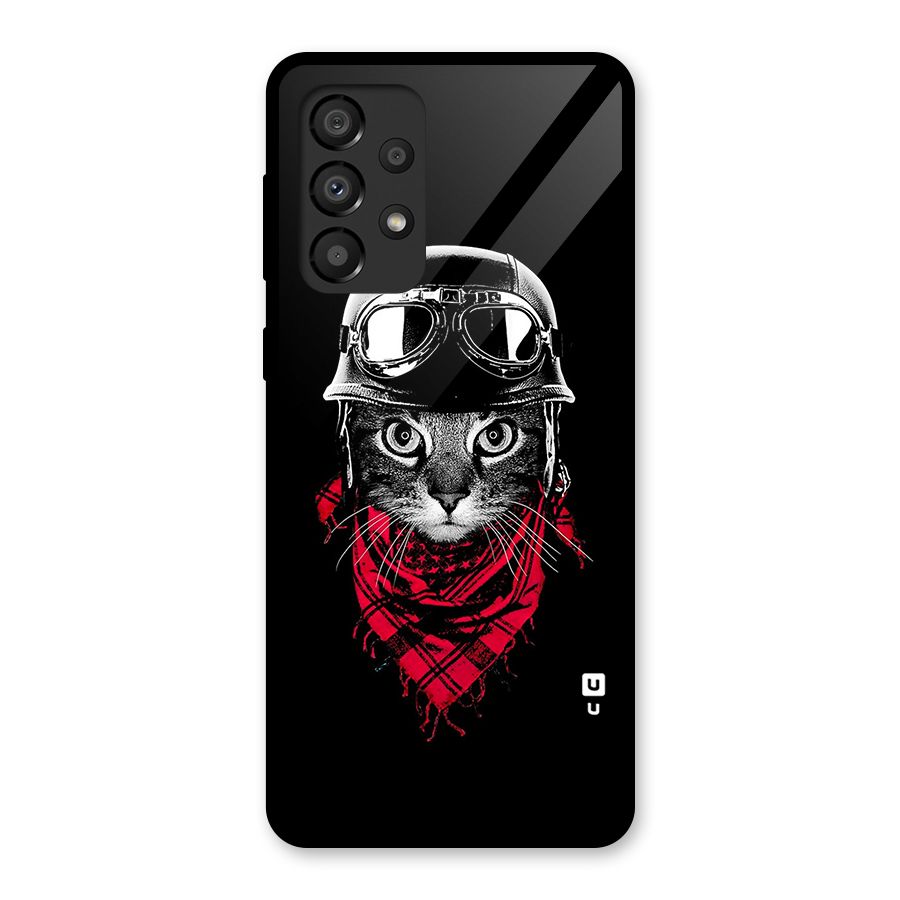 Cool Biker Cat Glass Back Case for Galaxy A33 5G