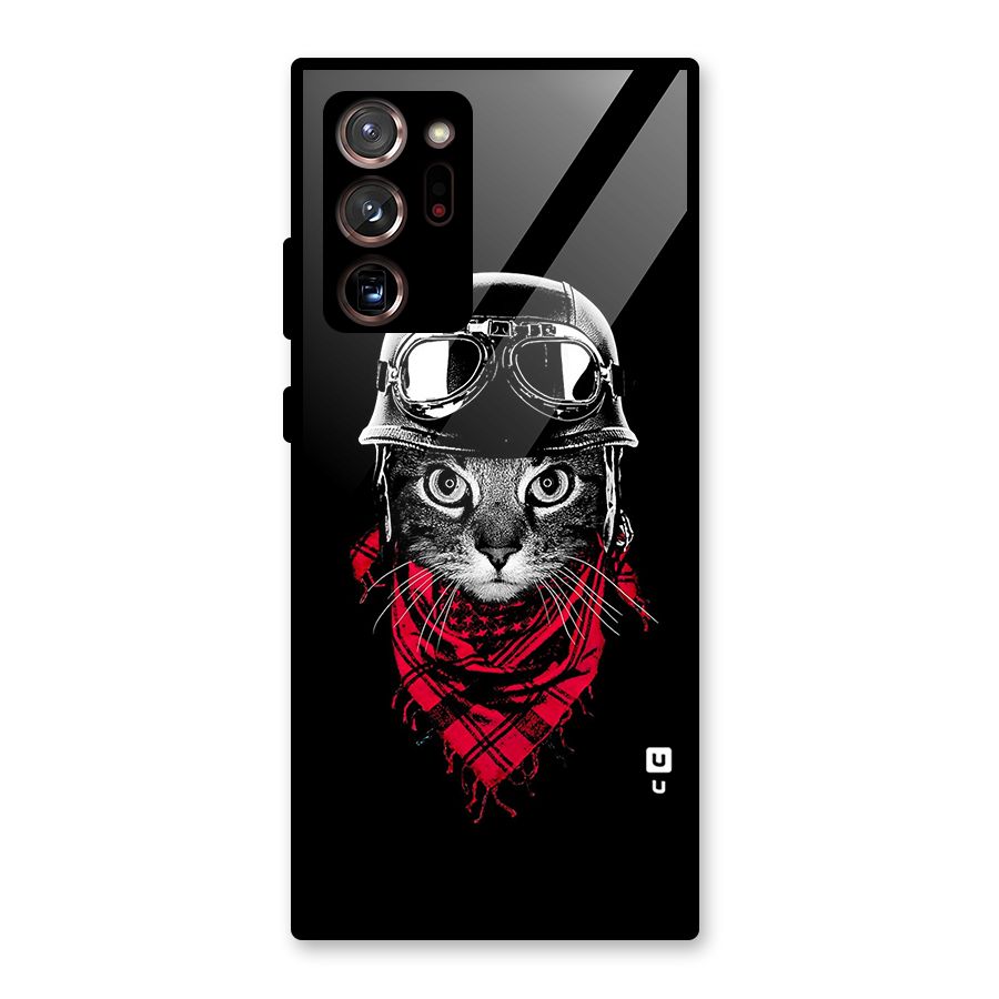 Cool Biker Cat Glass Back Case for Galaxy Note 20 Ultra