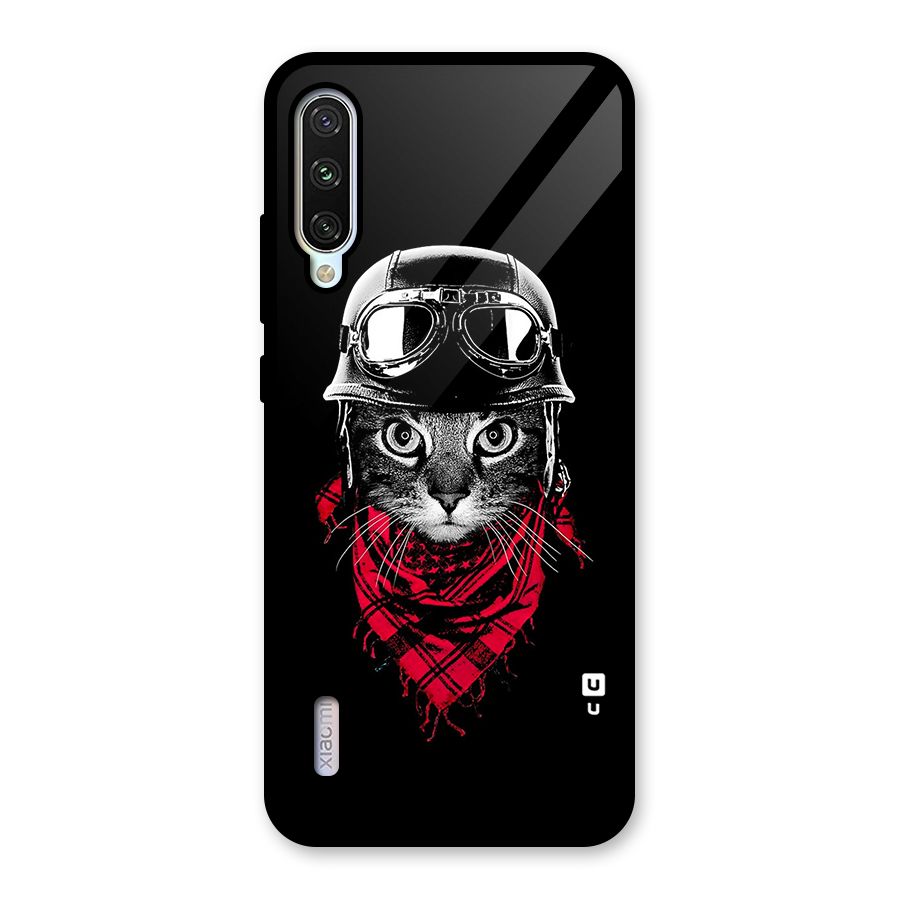 Cool Biker Cat Glass Back Case for Mi A3