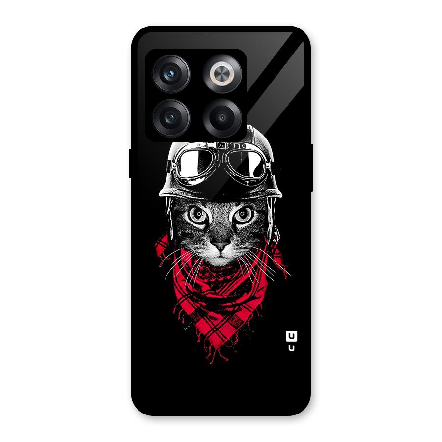 Cool Biker Cat Glass Back Case for OnePlus 10T