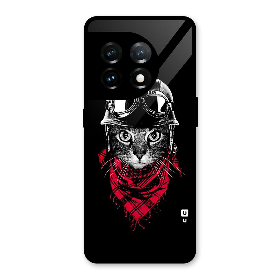 Cool Biker Cat Glass Back Case for OnePlus 11