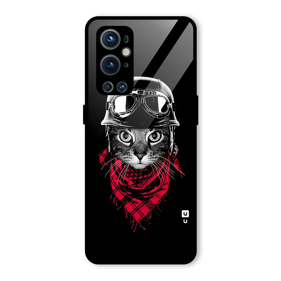 Cool Biker Cat Glass Back Case for OnePlus 9 Pro