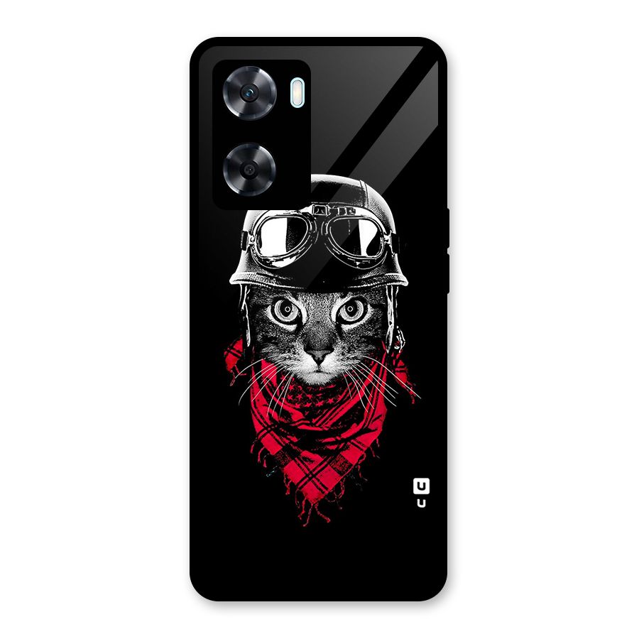 Cool Biker Cat Glass Back Case for Oppo A77