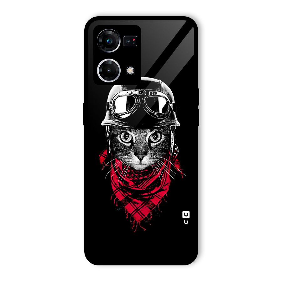Cool Biker Cat Glass Back Case for Oppo F21s Pro 4G