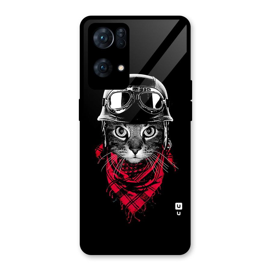 Cool Biker Cat Glass Back Case for Oppo Reno7 Pro 5G