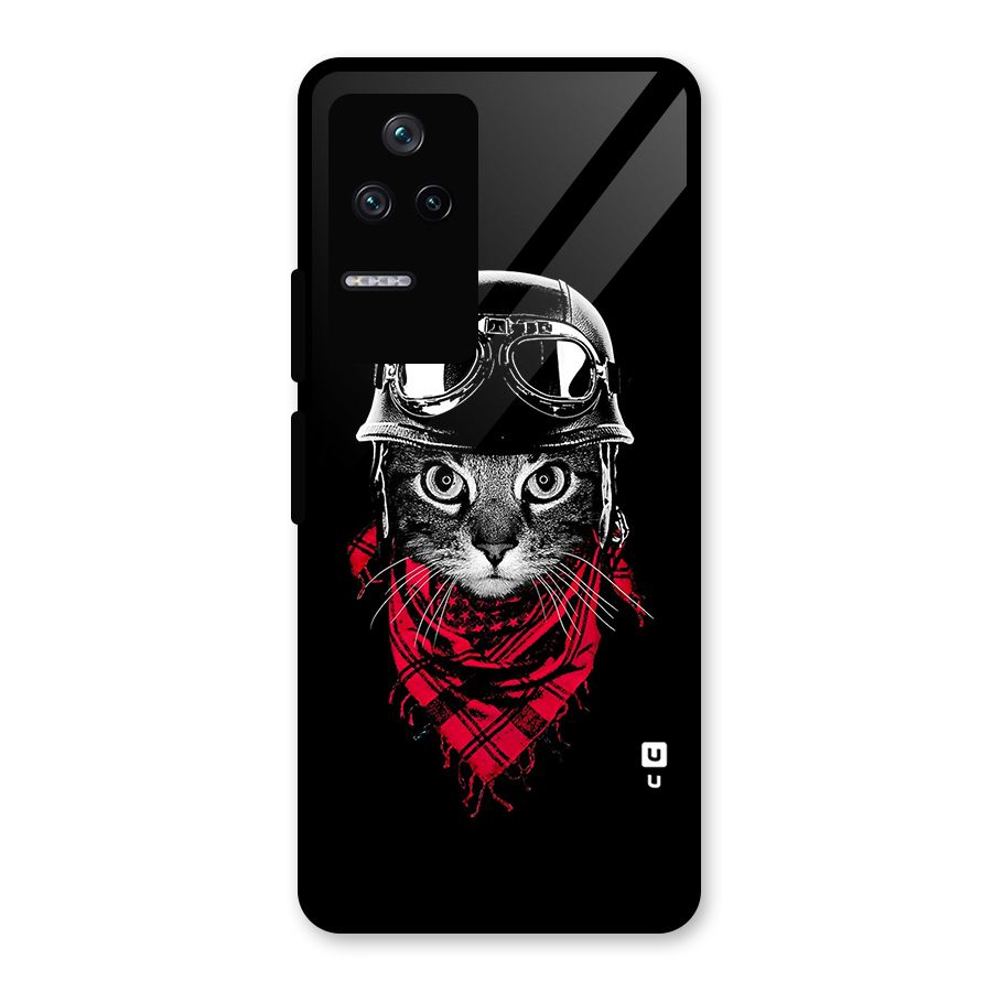 Cool Biker Cat Glass Back Case for Poco F4 5G