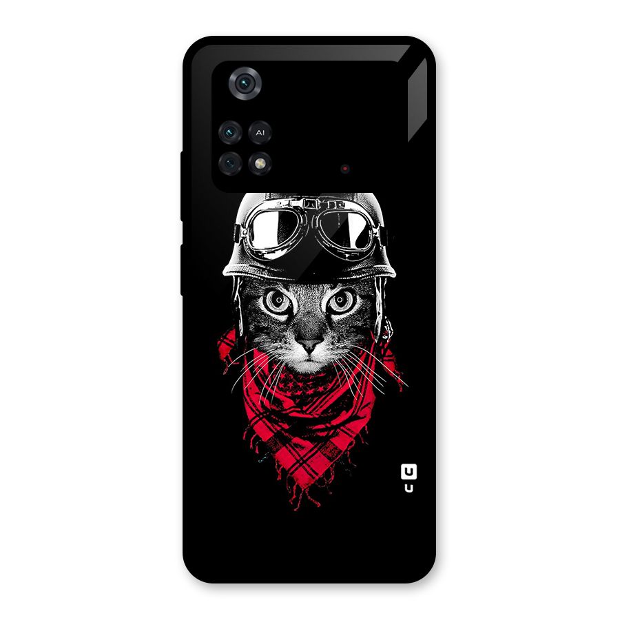 Cool Biker Cat Glass Back Case for Poco M4 Pro 4G
