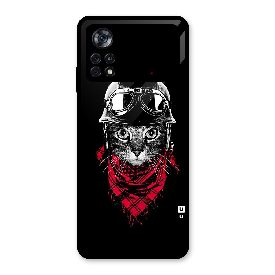 Cool Biker Cat Glass Back Case for Poco X4 Pro 5G