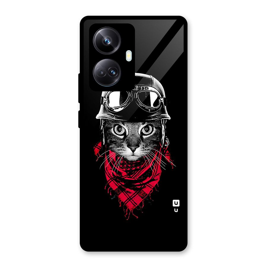 Cool Biker Cat Glass Back Case for Realme 10 Pro Plus