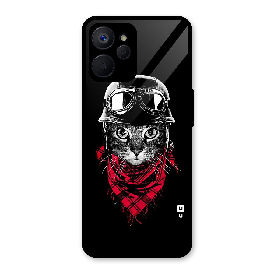 Cool Biker Cat Glass Back Case for Realme 9i 5G
