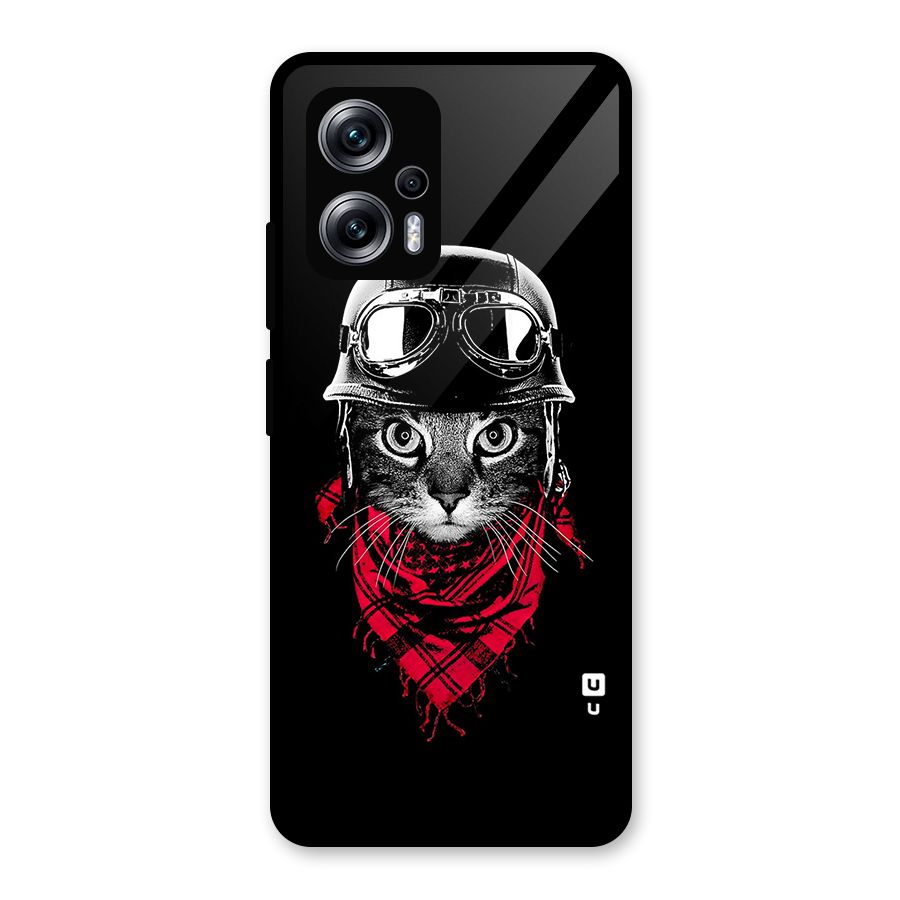 Cool Biker Cat Glass Back Case for Redmi K50i