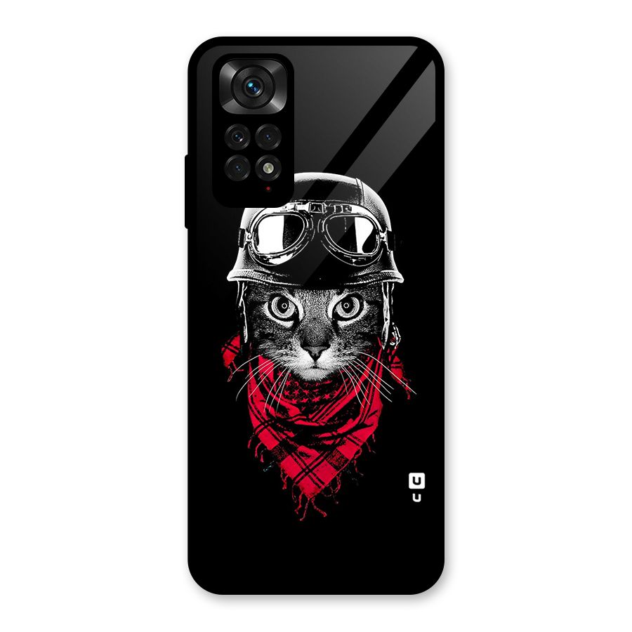 Cool Biker Cat Glass Back Case for Redmi Note 11