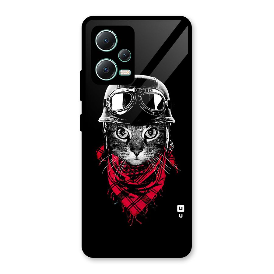 Cool Biker Cat Glass Back Case for Redmi Note 12 5G