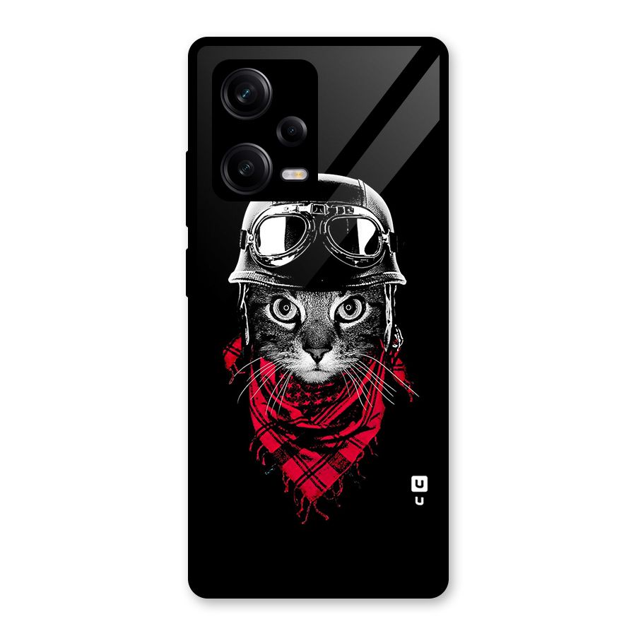 Cool Biker Cat Glass Back Case for Redmi Note 12 Pro