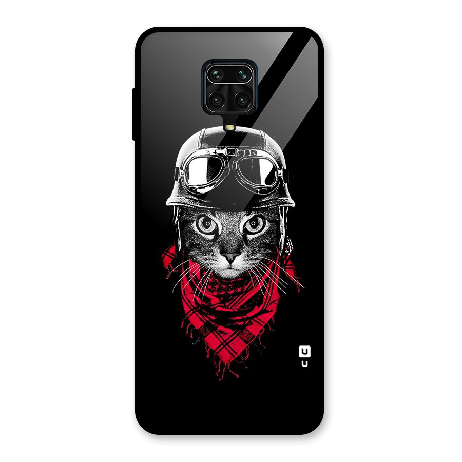 Cool Biker Cat Glass Back Case for Redmi Note 9 Pro