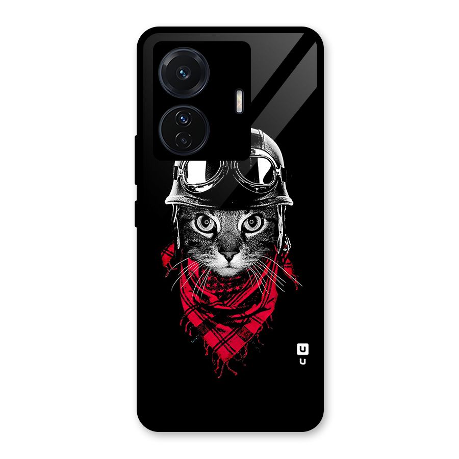 Cool Biker Cat Glass Back Case for Vivo T1 Pro