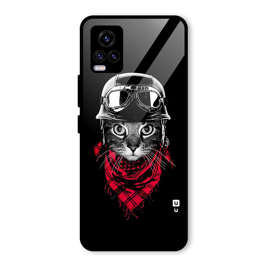 Cool Biker Cat Glass Back Case for Vivo V20