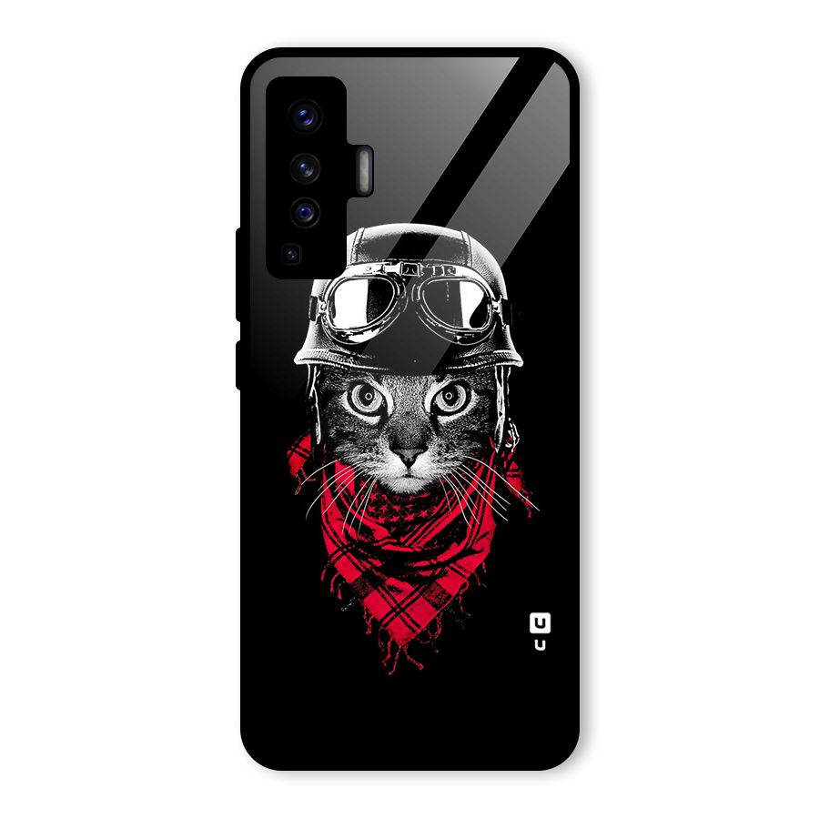 Cool Biker Cat Glass Back Case for Vivo X50