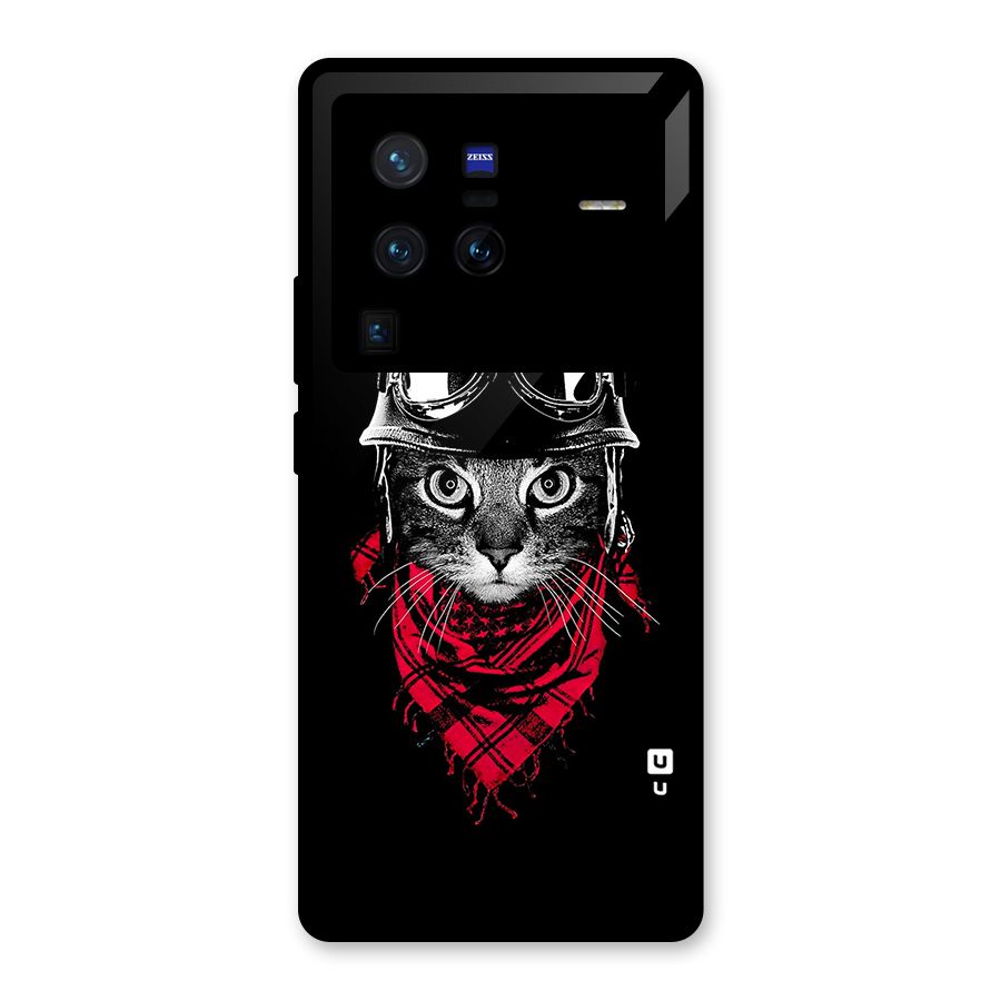 Cool Biker Cat Glass Back Case for Vivo X80 Pro