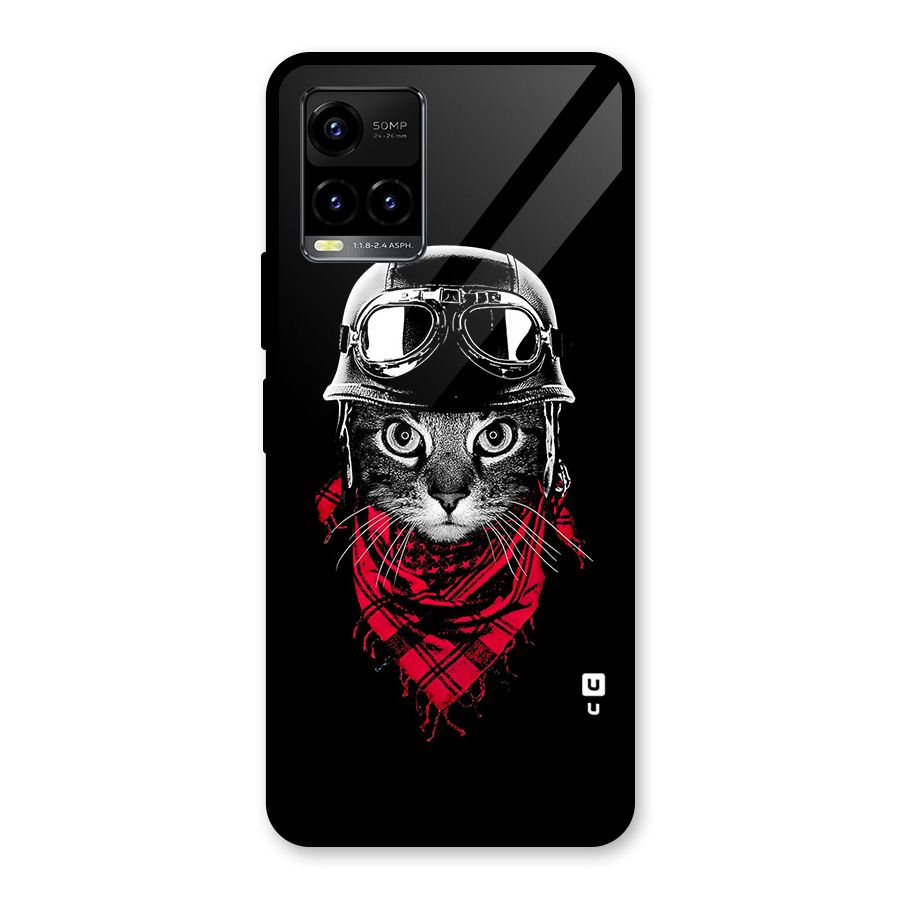 Cool Biker Cat Glass Back Case for Vivo Y21T