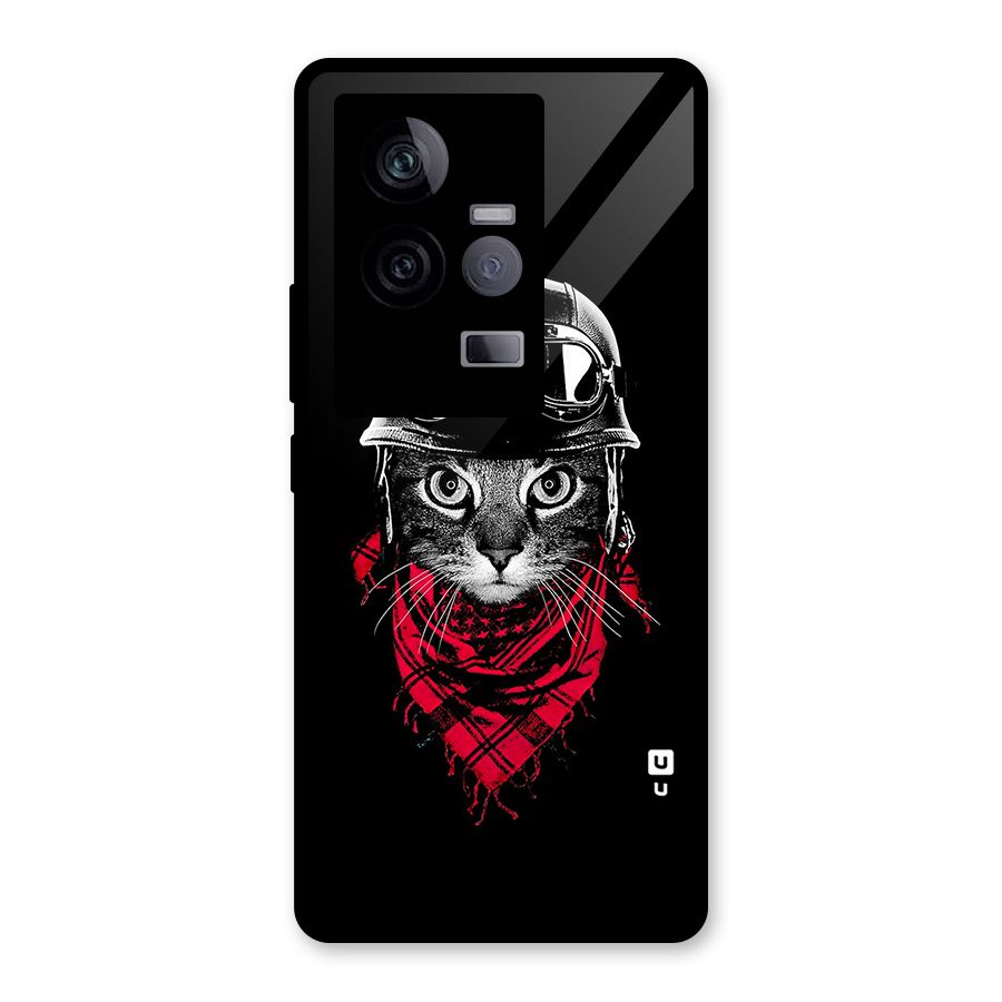 Cool Biker Cat Glass Back Case for Vivo iQOO 11 5G