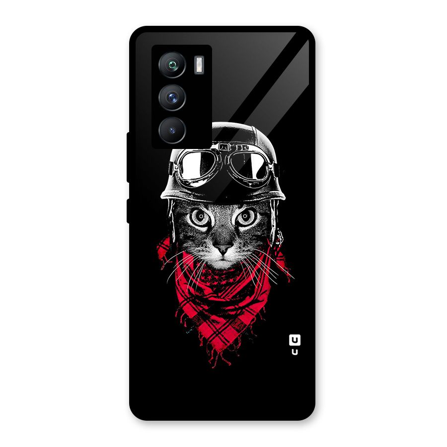 Cool Biker Cat Glass Back Case for Vivo iQOO 9 SE