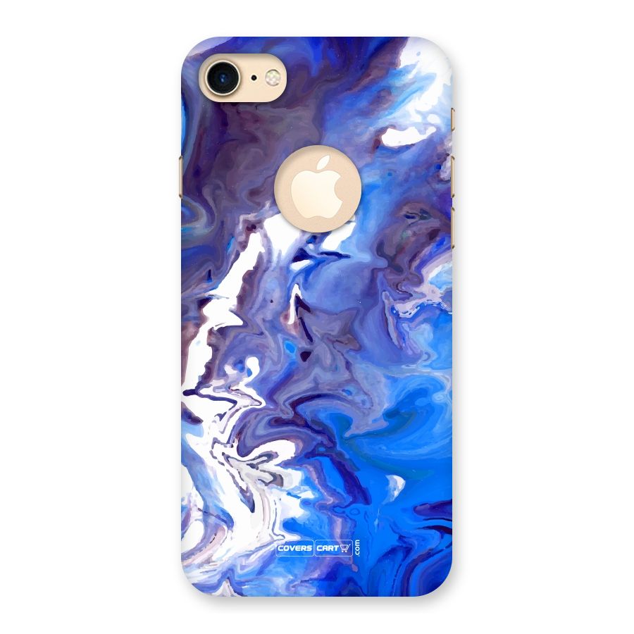 Cool Blue Marble Texture Back Case for iPhone 7 Logo Cut