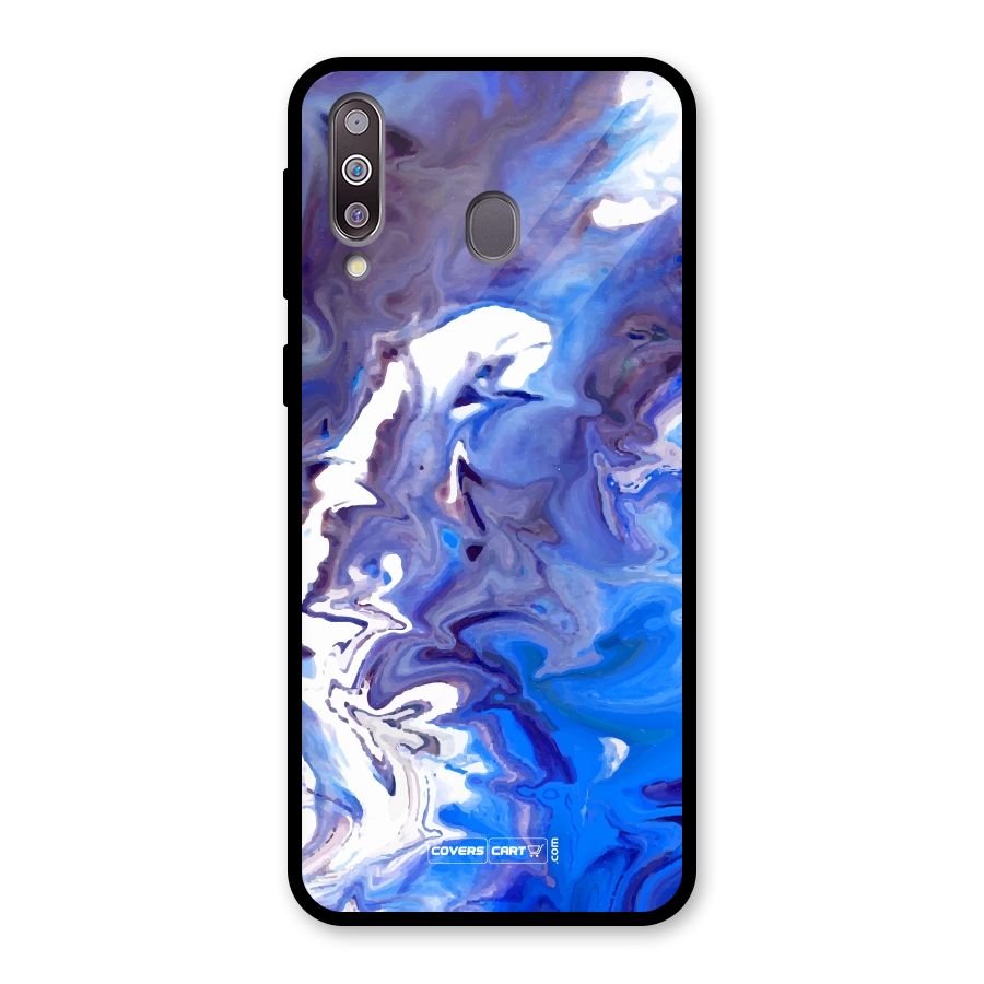 Cool Blue Marble Texture Glass Back Case for Galaxy M30