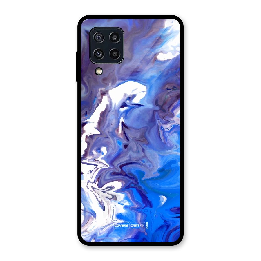 Cool Blue Marble Texture Glass Back Case for Galaxy M32