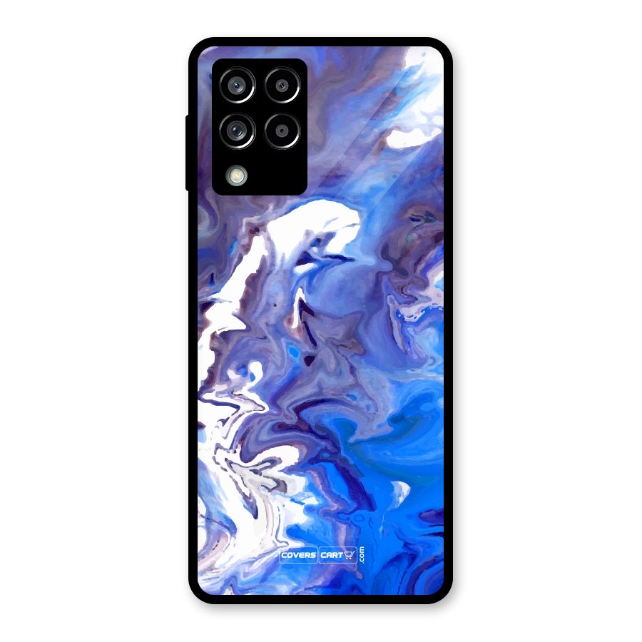 Cool Blue Marble Texture Glass Back Case for Galaxy M53 5G