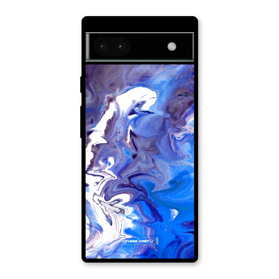 Cool Blue Marble Texture Glass Back Case for Google Pixel 6a