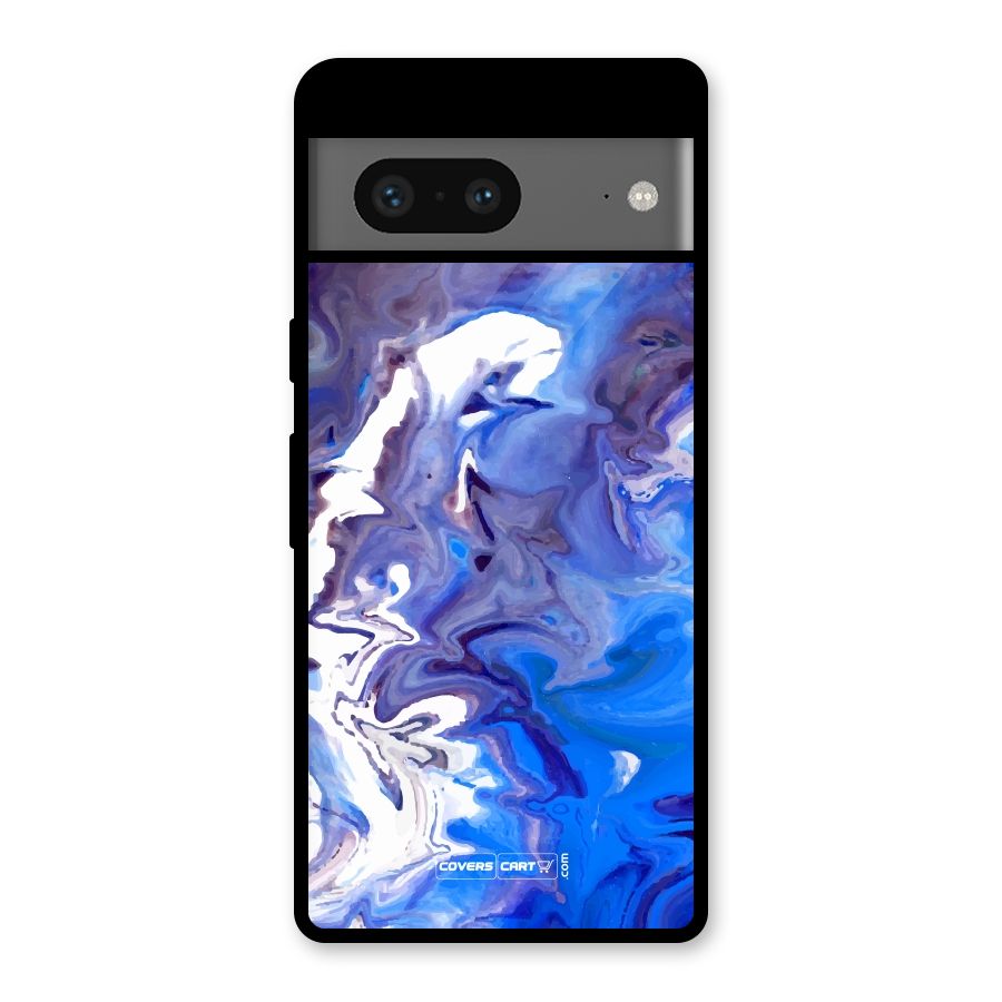 Cool Blue Marble Texture Glass Back Case for Google Pixel 7