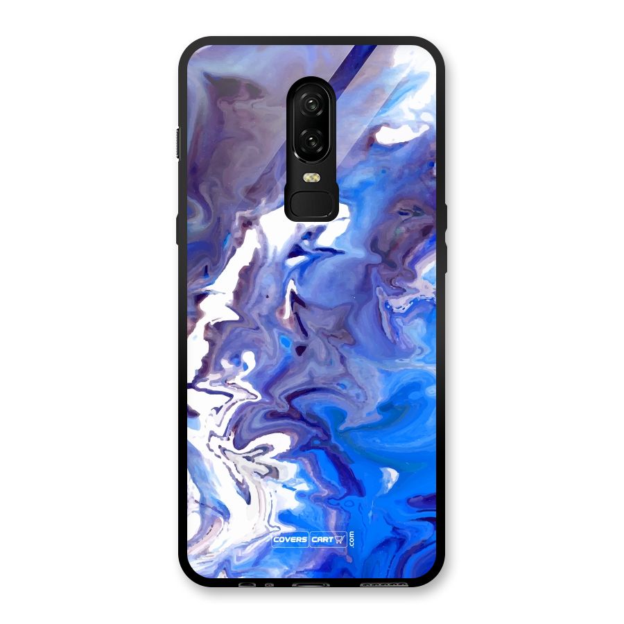 Cool Blue Marble Texture Glass Back Case for OnePlus 6