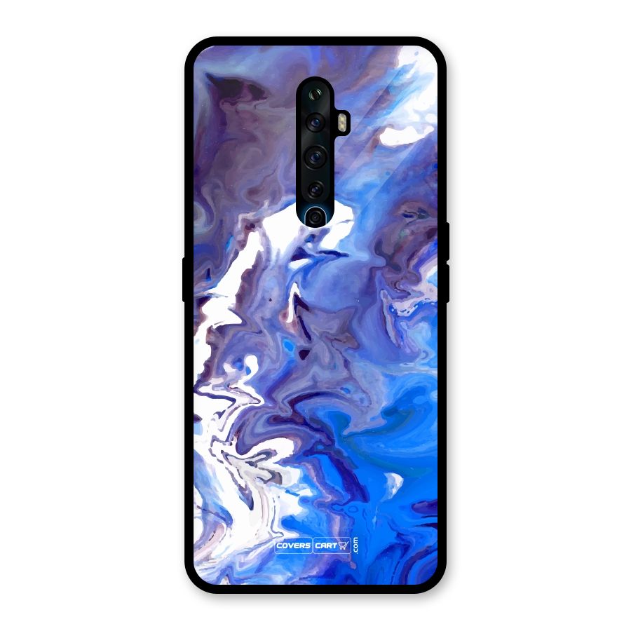 Cool Blue Marble Texture Glass Back Case for Oppo Reno2 Z