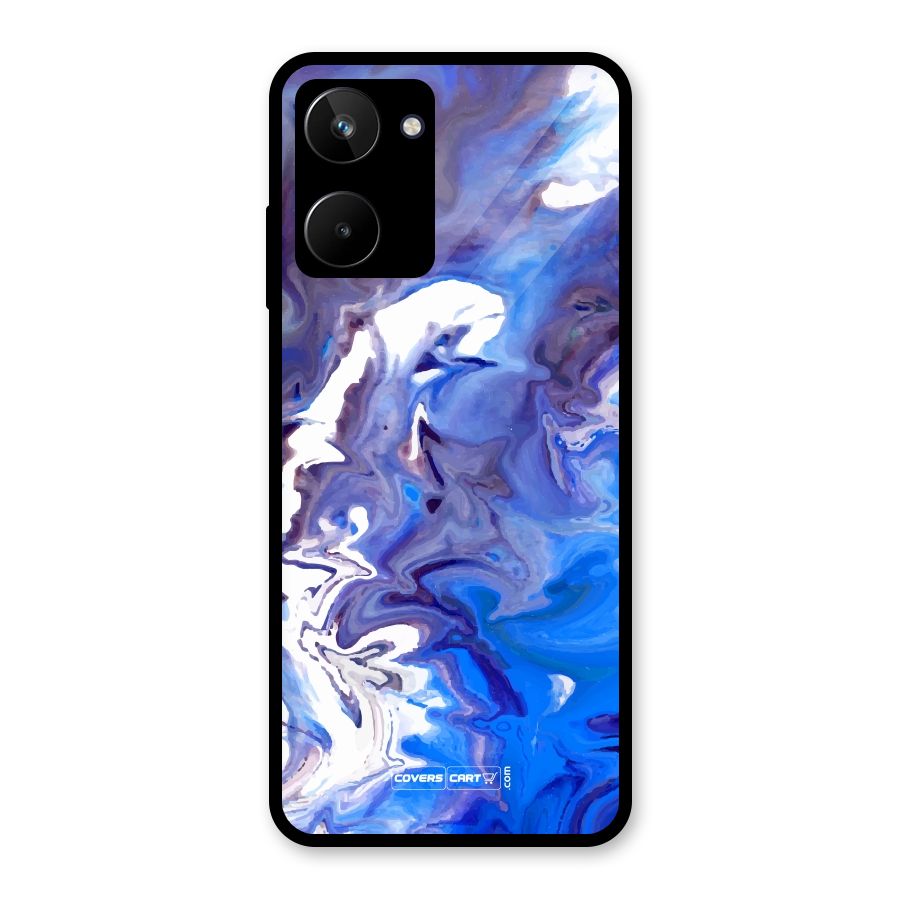 Cool Blue Marble Texture Glass Back Case for Realme 10