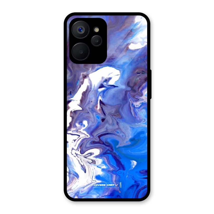 Cool Blue Marble Texture Glass Back Case for Realme 9i 5G