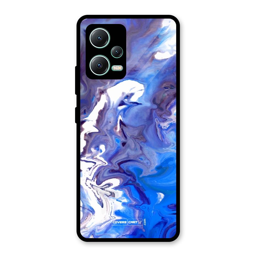 Cool Blue Marble Texture Glass Back Case for Redmi Note 12 5G