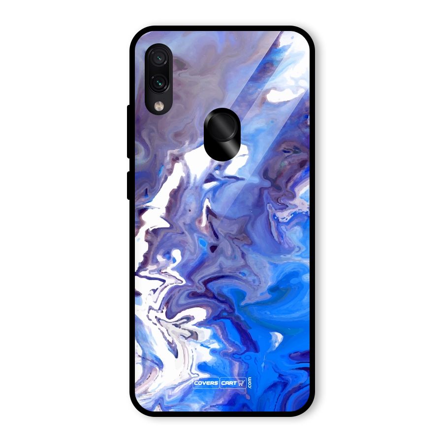 Cool Blue Marble Texture Glass Back Case for Redmi Note 7S