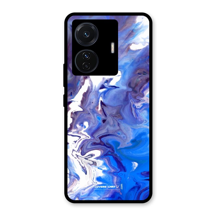 Cool Blue Marble Texture Glass Back Case for Vivo T1 Pro