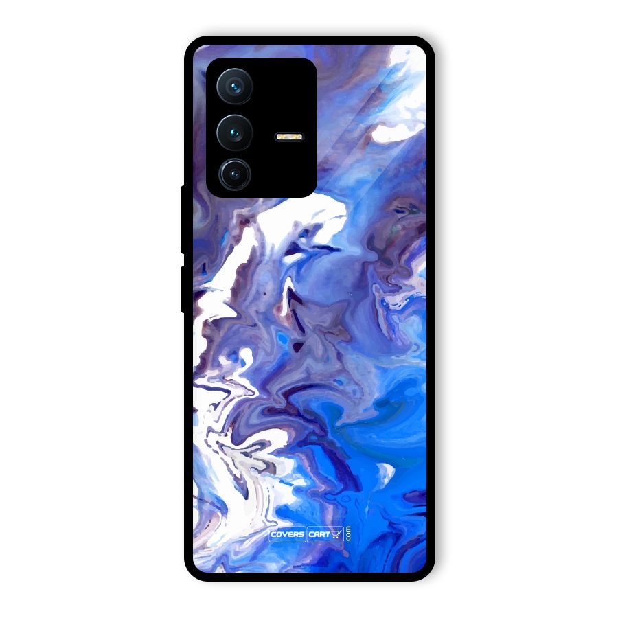 Cool Blue Marble Texture Glass Back Case for Vivo V23 Pro
