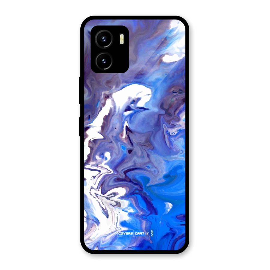 Cool Blue Marble Texture Glass Back Case for Vivo Y15s