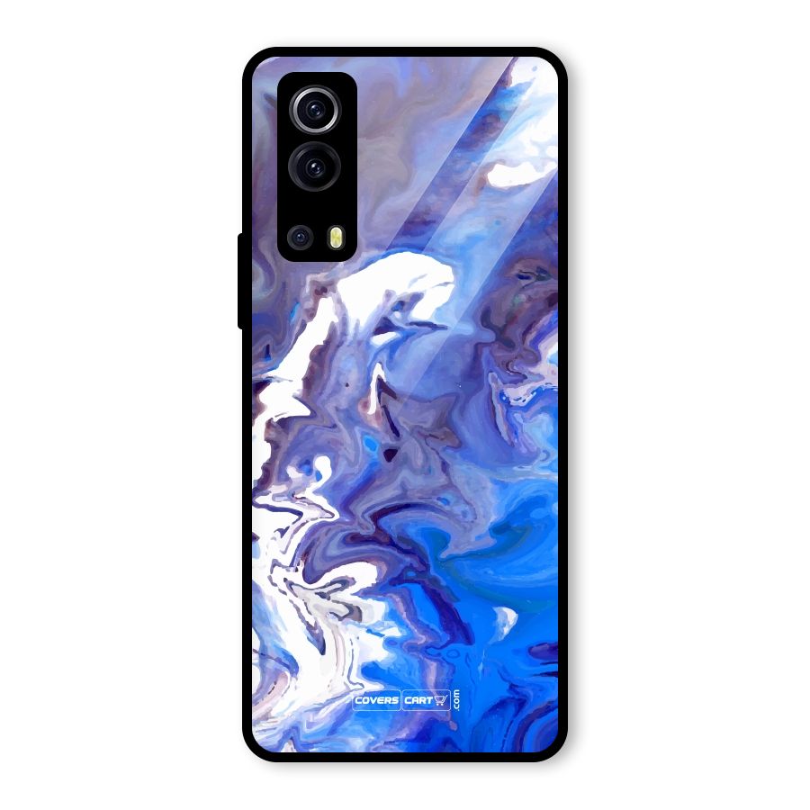 Cool Blue Marble Texture Glass Back Case for Vivo iQOO Z3