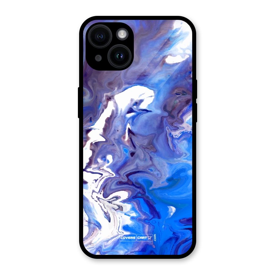 Cool Blue Marble Texture Glass Back Case for iPhone 14