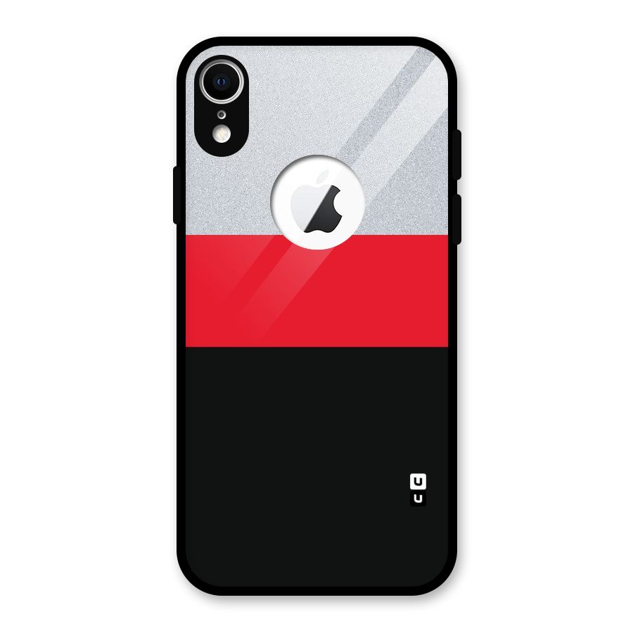 Cool Melange Stripe Glass Back Case for iPhone XR Logo Cut