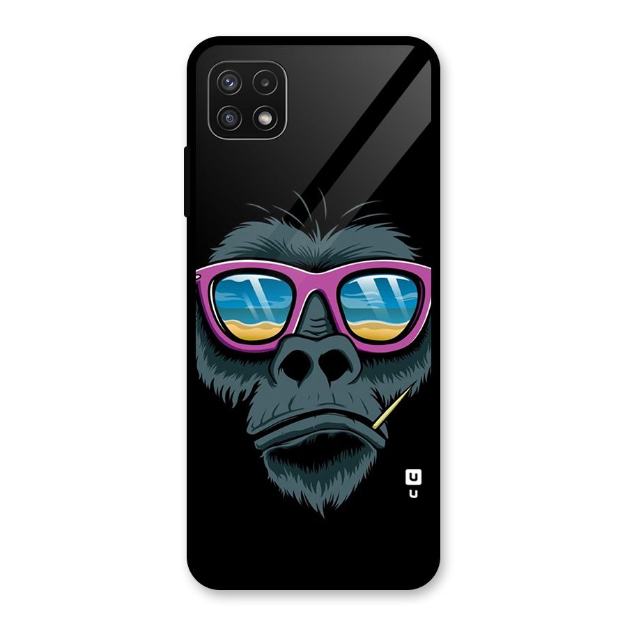 Cool Monkey Beach Sunglasses Glass Back Case for Galaxy A22 5G