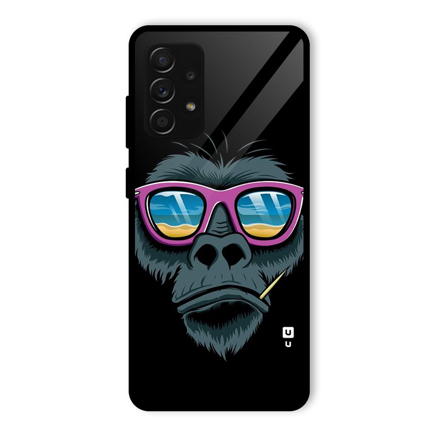 Cool Monkey Beach Sunglasses Glass Back Case for Galaxy A53 5G