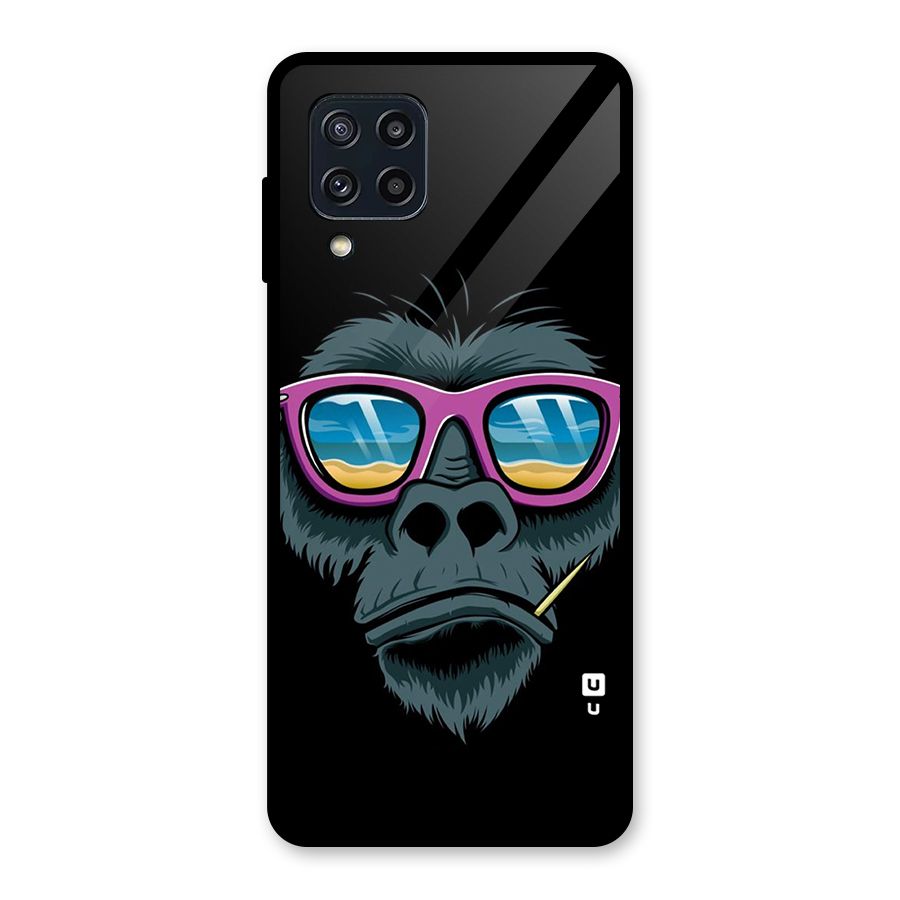 Cool Monkey Beach Sunglasses Glass Back Case for Galaxy M32