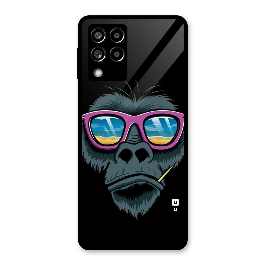 Cool Monkey Beach Sunglasses Glass Back Case for Galaxy M53 5G