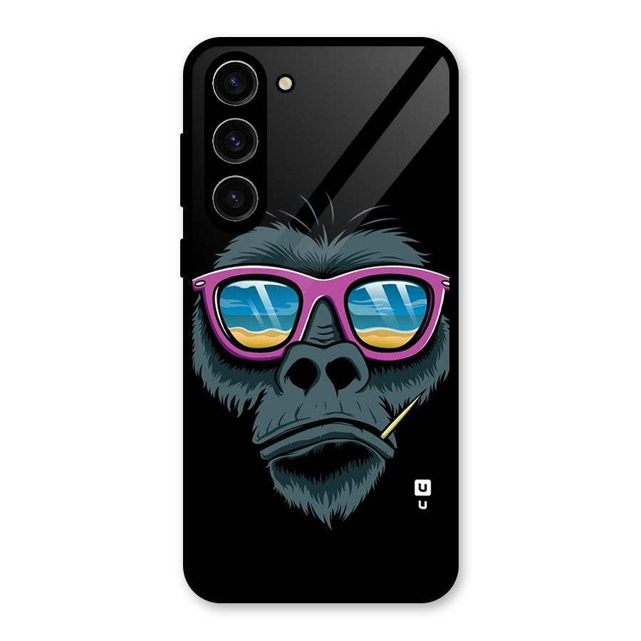 Cool Monkey Beach Sunglasses Glass Back Case for Galaxy S23 Plus